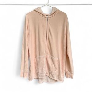 Gap Terry Long Hoodie Full Zip Lightweight Sweatshirt Light Pink XL